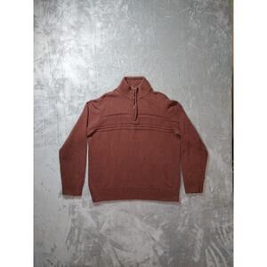 Dockers Quarter Zip Sweater Mens L Heather Orange 100% Cotton Academia Dadcore